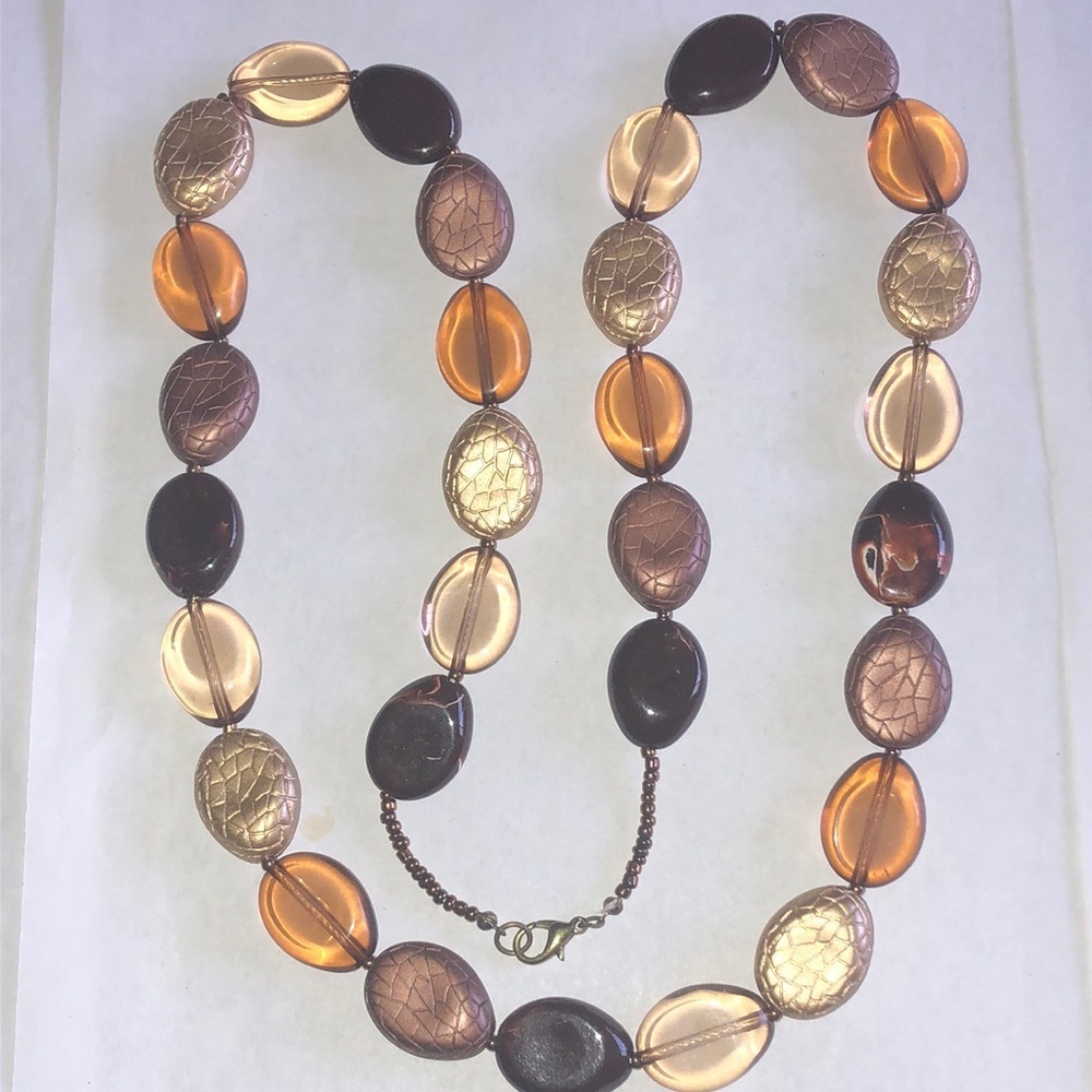 Neutral Multicolor Brown Boho Chunky Beaded Necklace